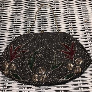 Bead embroidered clutch purse